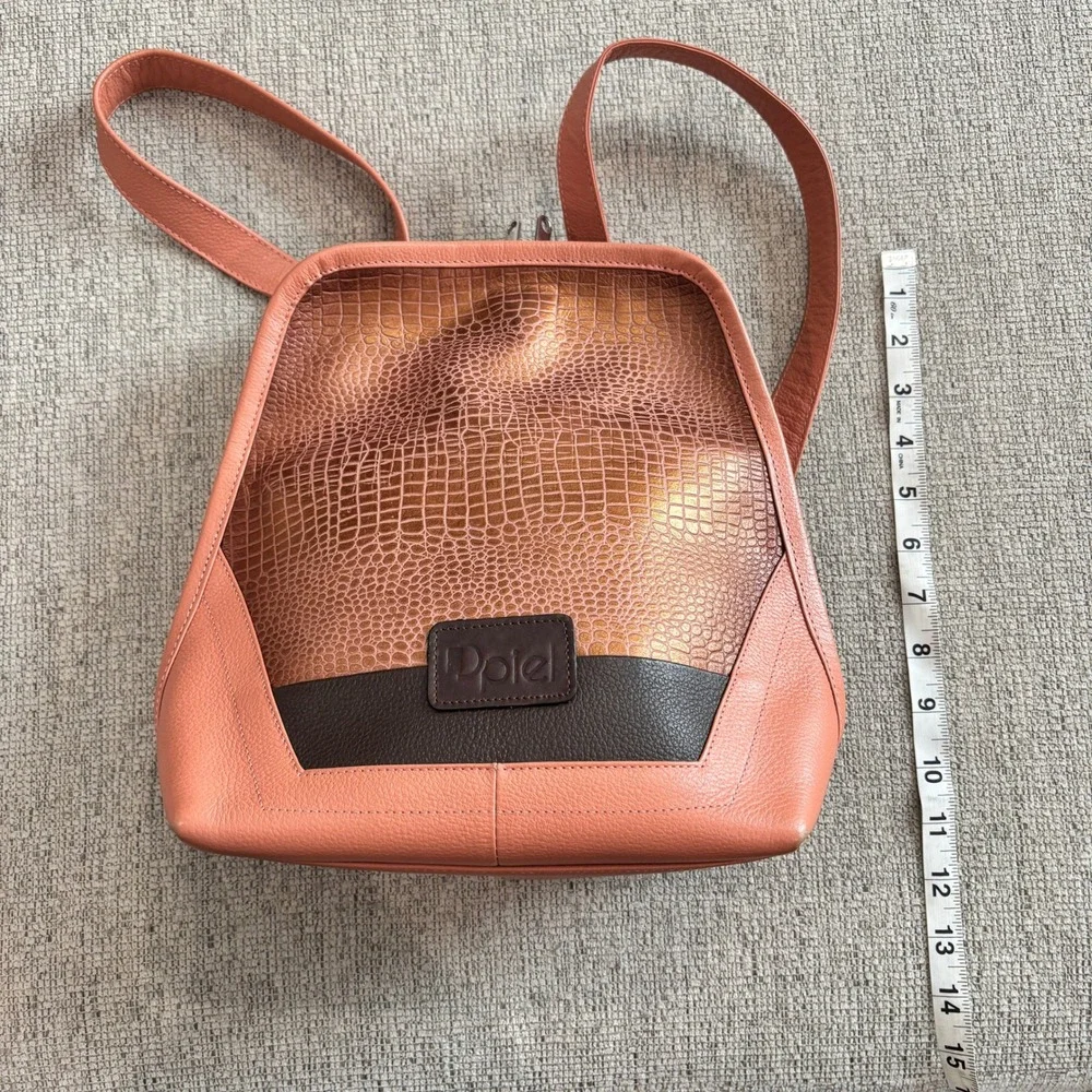 Dpiel Leather Backpack Coral Croc‎ Embossed Fashion Small Mini Bag